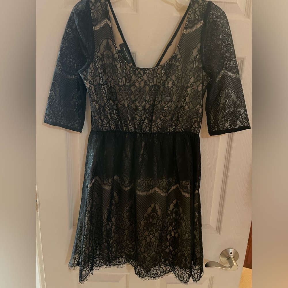 Black lace mini dress